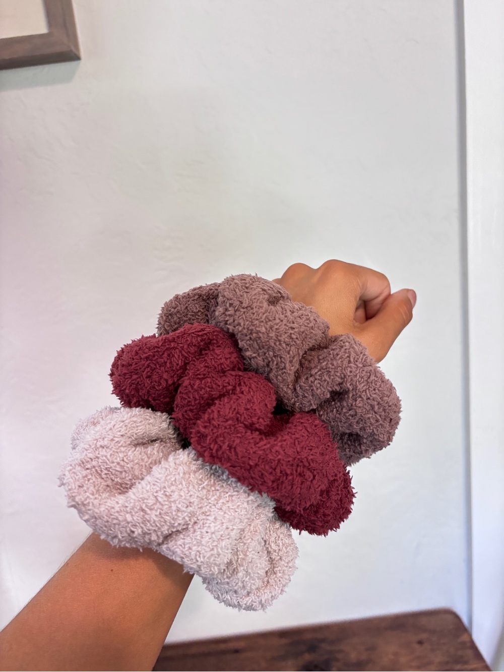 Barefoot Dreams Plush Scrunchie Trio - Blush, Mauve, Burgundy